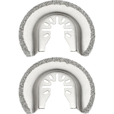 Lot de 2 lames de scie diamant demi-cercle de 64 mm - Pièce de rechange - Lame de coupe à dégagement rapide - Outil multifonction oscillant - Lames diamantées - Pour enlever les joints (1/5)