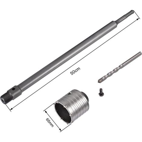 Fresa Per Muro A Tazza 65 Mm Asta Prolunga 50 Cm Per Trapano Attacco Sds Plus