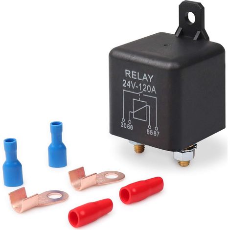 Relais 24V 120A 4 Pin avec 2 Pin Footprint + 2 Terminal, Coupleur Separateur Batterie pour Automobile véhicules lourds Camion Pelle Van Bateau (1/5)