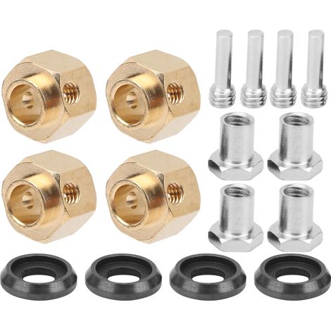 4 adaptateurs hexagonaux de moyeu de roue en laiton pour modèles réduits de voitures RC TRX4 et TRX6 à l'échelle 1/10 (8 mm). (1/5)