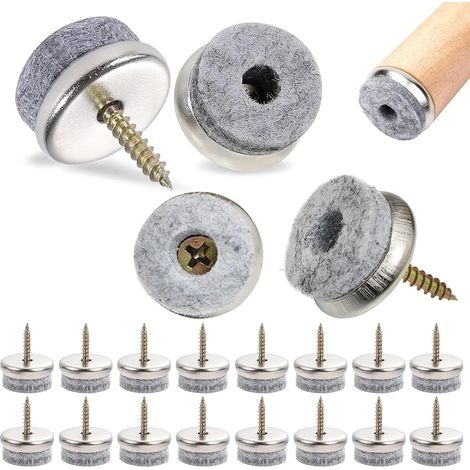 20 Stück Stuhlbeinschoner – 20 mm Schraubbefestigung – Filzgleiter zum Aufschrauben – Dicke, rutschfeste Möbelgleiter mit einfacher Schraubenbefestigung (1/2)