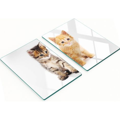 Tablas decorativas de cristal para cortar y servir con dise帽o de gato, 2x40x52 cm