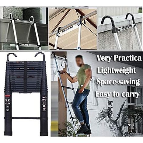 Professional 16.5FTAluminum Telescoping Ladder, One-Button Retraction Extension Ladder for Home 150kg (1/5)