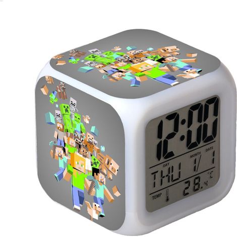 Digitaler Multifunktionswecker Minecraft-Wecker LED-Edition