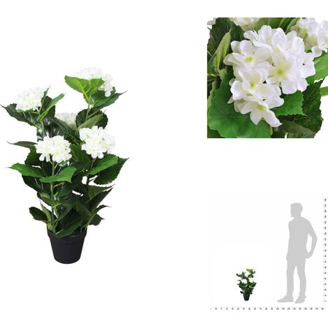 The Living Store Plante hortensia artificielle avec pot 60 cm Blanc - Plante décorative (1/3)