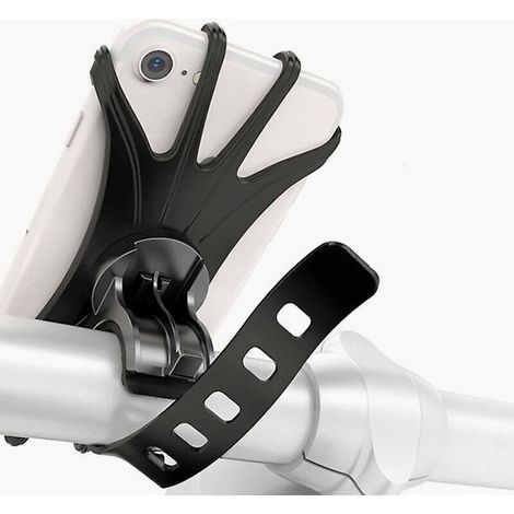 Universelle schwarze Silikon-Fahrradhandyhalterung mit 360-Grad-Drehung und vibrationsdämpfender Lenkerbefestigung (1/5)
