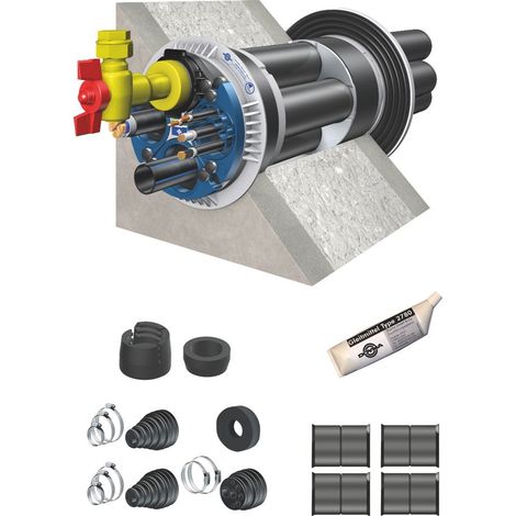 Doyma Mehrsparten-Hauseinführung Quadro-Secura All Inclusive, DN 200, 199-203mm, 190-550mm, Kunststoff, 241800100094