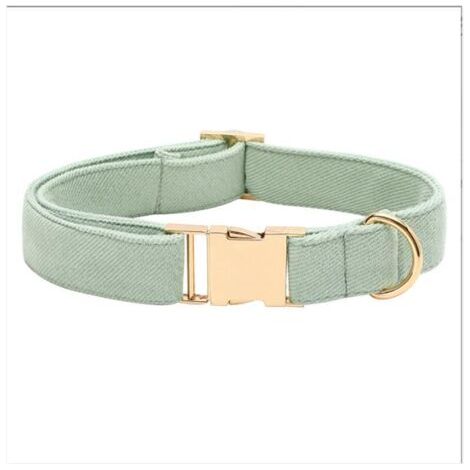 QORVA-Collier de chien ultra doux en velours côtelé de coton naturel fabriqué pour chiens de taille moyenne avec peau sensible, vert sauge (1/4)