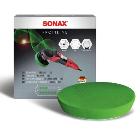 SONAX SchaumPad Medium 150 (1 pieza) para pulir a máquina barnices con todos los tipos de máquinas Número de artículo 04985410