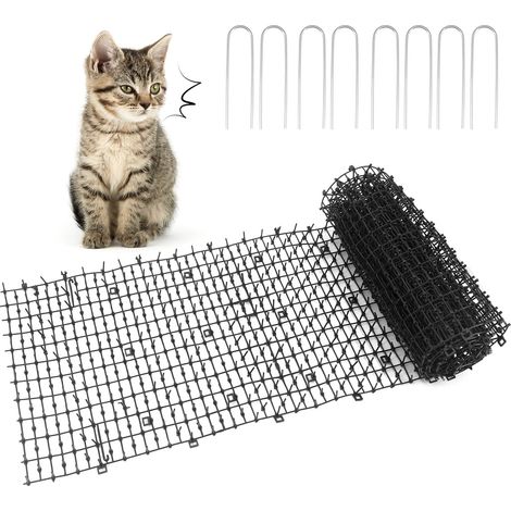 Tapis de Chasse pour Chat avec Pointes, Tapis répulsif pour Chat, Bouchon de fouille à Bande Plate, Tapis dissuasif pour Animaux de Compagnie pour Jardin, clôture (30 x 200 cm) (1/5)