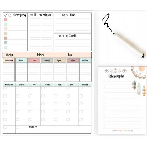 XXL-Planer Magnetische Trockenlöschtafel für den Kühlschrank + Marker Kalender
