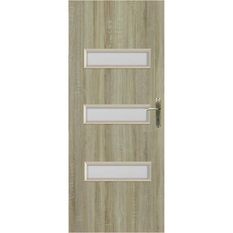 Azura Home Design – Porte d'intérieur vitrée CENT Sonoma 80 cm – Panneau MDF haute résistance – Verre satiné de sécurité – Sens d'ouverture gauche