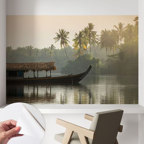 Papier peint adhésif avec colle pour décoration moderne de salon chambre à coucher cuisine et bureau Facile Havre tropical 104x70 cm (1/5)