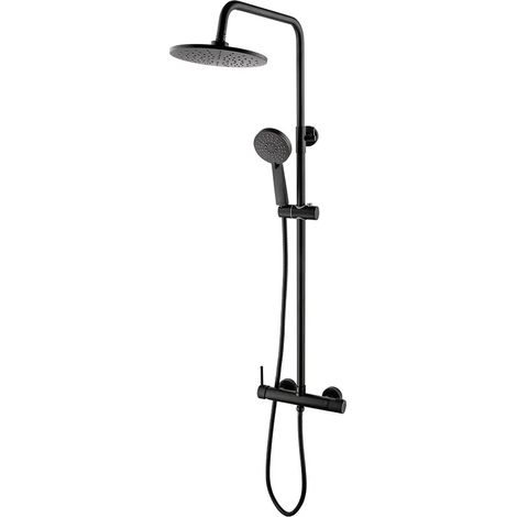 Colonna doccia regolabile H 115 in acciaio inox nero opaco soffione 22,5 cm