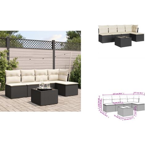 Salon de jardin 6 pcs avec coussins noir résine tressée - Ensemble Salon De Jardin - Mobilier De Jardin - Salon De Jardin Pliable - Meubles De Jardin Résistants Aux Intempéries - Set Salon Exterieur (1/3)