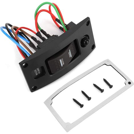 Gebogenes Kunststoff-Schalterfeld, luxuriöser LED-Wippschalter für die Bilgenpumpe (EIN-AUS-EIN) und Sicherungsautomat (1/5)