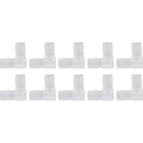 Raccord Tuyau 90 Degrés - 10 Pcs - Plastique PE - Adaptateur Barbelé - Pour Aquarium Et Pompe - 10 Mm (1/5)