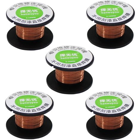 5pcs 0.1mm fil de cuivre, 15m fil de cuivre à souder pour transformateurs moteurs haut-parleurs électroaimants (1/5)