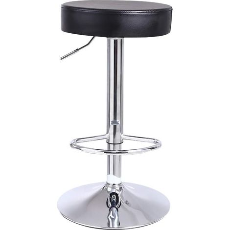 Tabouret Haut de Bar Rotatif réglable en Hauteur en Cuir synthétique Noir (1/5)