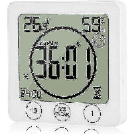 Horloge murale LCD pour salle de bain, étanche, avec minuteur de douche (1/4)