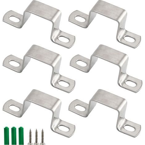 Lot de 6 supports en acier inoxydable 304 pour tube carré de 50x50 mm en forme de U avec bride de tuyau et vis (1/5)
