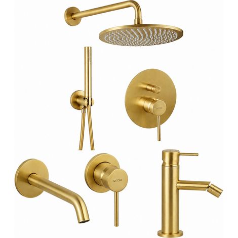 Kit completo bagno in colore oro spazzolato Gattoni Easy KITEASYSG6