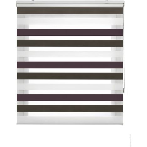 Blindecor Lira tenda a rullo giorno e notte, tricolore Marrone, Viola, Bianco, 100 x 180 cm (Larghezza x Altezza) Dimensioni del tessuto 97 x 175 cm. Eleganti tende giorno e notte (1/5)
