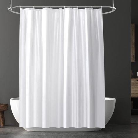 Rideau de Douche, Rideau de Douche Anti Moisissure, avec Crochets, Rideaus Baignoire, Imperméable, 180x180 cm(Blanc) (1/5)