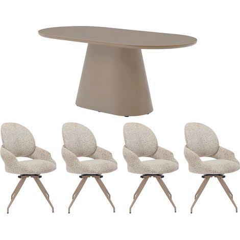Set tavolo + 4 sedie Tortora e panna - VALIANA (1/5)