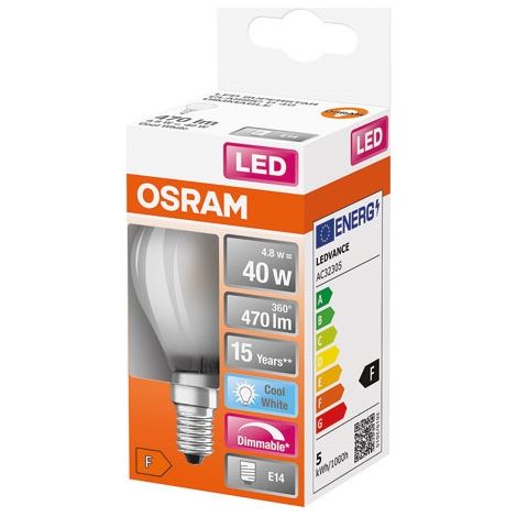 Lámpara LED Esférica de Vidrio Pulido Variable 5W E14 470lm Frío Boi - Ledvance GP
