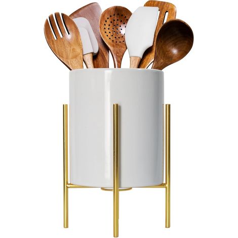 Estante para utensilios de cocina, caja de almacenamiento para utensilios de cocina (blanca)
