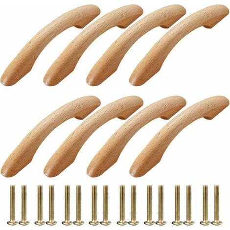 Meuble Bois Poignées 8 Pièces Poignées de Meuble Bouton de Porte Poignée Armoire Arc en Forme de Poignée Poignee de Meuble Cuisine Poignées de Tiroir avec 16 Vis pour Porte Placard Tiroi (1/4)