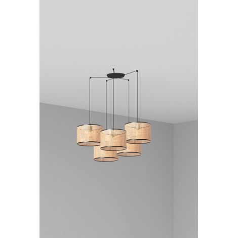 Faro MAMBO - Luz colgante de racimo cilíndrico triple negro, E27