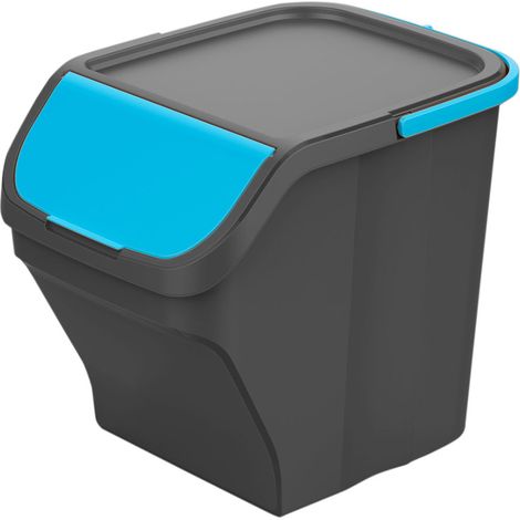 Eimer Stack N Sort Grau 25l Mit Blauem Deckel (1/2)