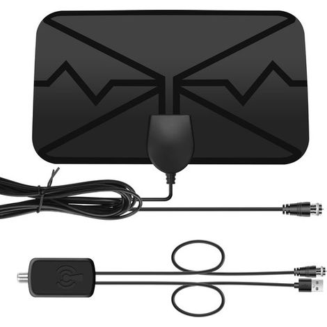 Antenna HDTV, 3 metri, antenna da interni per televisori, antenna TV digitale con amplificatore di segnale, amplificatore di segnale per televisori convenzionali e HD (1/4)
