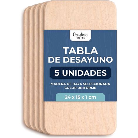 Juego de 5 Tablas de Cortar de Haya Clara 24 x 15 cm