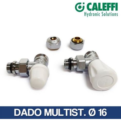 KIT VALVOLA E DETENTORE A SQUADRA 3/8" CALEFFI CON DADI RAME 16 10781/16