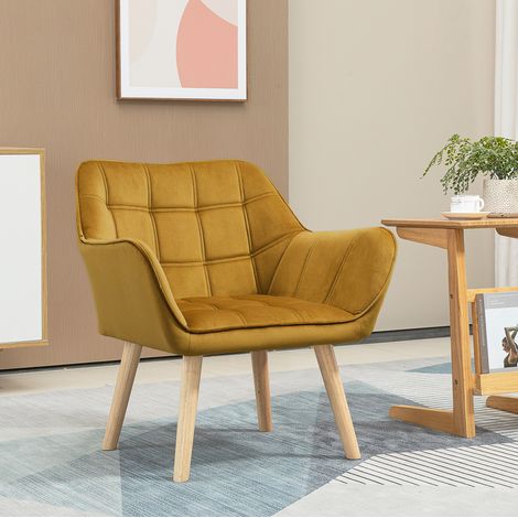 Sillón escandinavo de poliéster amarillo 67 x 61,5 x 71 cm DESVIAE (1/5)