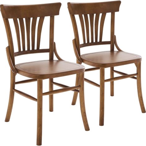 Lot de 2 chaises style scandinave en bois d'orme foncé (1/5)