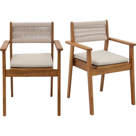 Fauteuils de jardin en bois massif et corde tressée (lot de 2) ZEPHYR
