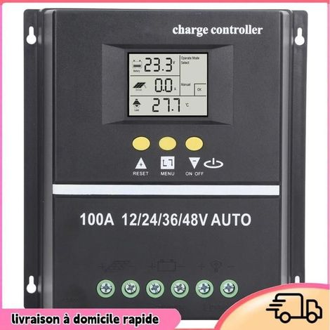 100-A-MPPT-Solarladeregler, LCD-Bildschirm, Sicherheitsspannung, kompatibel mit Gelbatterien, hochwassergeschützt und (1/4)