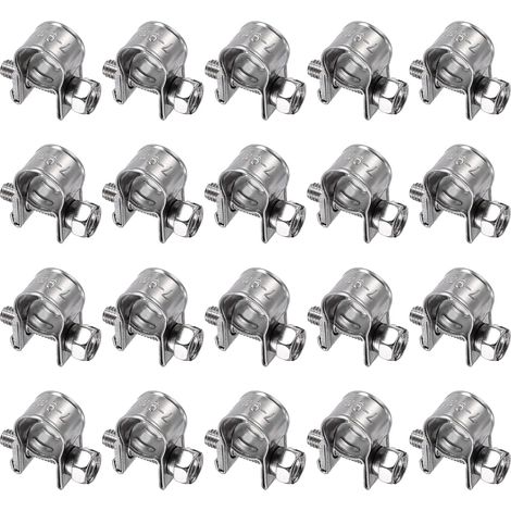 20pcs Collier De Serrage Pour Injection De Carburant 7-9mm Ajustable En Acier Inoxydable 304 Mini Collier Pour Tuyau De Gaz Pour Automotive Agriculture Plumbing Diesel Petrol Pipe (1/5)