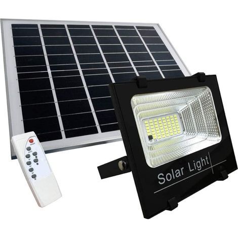 Projecteur LED Extérieur 100 W Smd avec Panneau Solaire Capteur Crépusculaire et Télécommande [Classe énergétique A] (1/5)