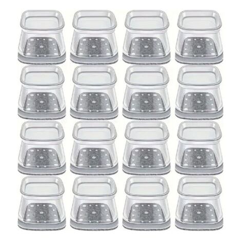 royaluxe-16pcs Carré Protection Pied de Chaise Silicone, Patin de Chaise, Protections de Sol en Silicone Transparent pour Sols en Bois Dur et Carrelage, pour Pieds de Chaise avec Patins en Feutre (1/5)
