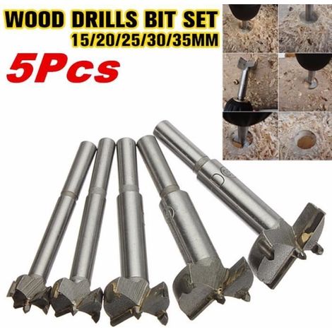 5en1 Foret Fraise à Bois Chanfreiner Forage Mèche Perceuse Perçage Dia. 15 20 25 30 35 mm Outil Set (1/4)