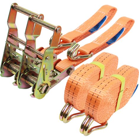 2x Profi Ratschen Spanngurt Spanngurte Zurrgurt 2-tlg 5m 1,5to 1500kg TÜV/GS ORANGE (1/3)
