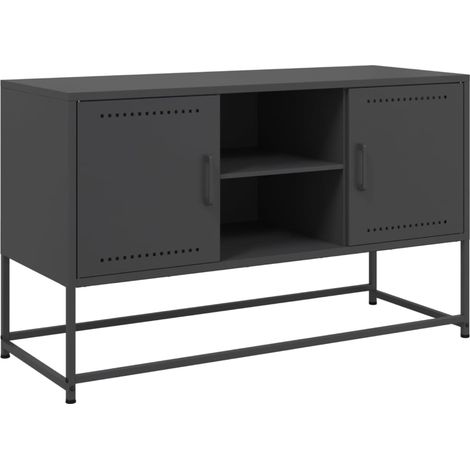 Mobile TV multimediale scaffale per televisione televisione buffet sala da pranzo soggiorno camera da letto 100,5 x 39 x 60,5 cm acciaio nero 020025550
