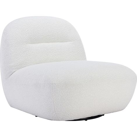Fauteuil pivotant en tissu bouclette blanc POZETI (1/5)