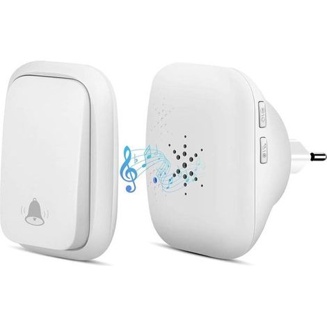 Campanello senza fili impermeabile con portata di 150 metri. Include 38 suonerie. Colore bianco. (1/5)