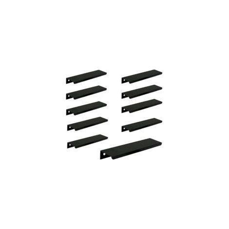 (10 pièces, noir) Poignée de porte longue invisible pour armoire, 150 mm de long, poignée de bord noire sans perforation- Crezuo (1/4)